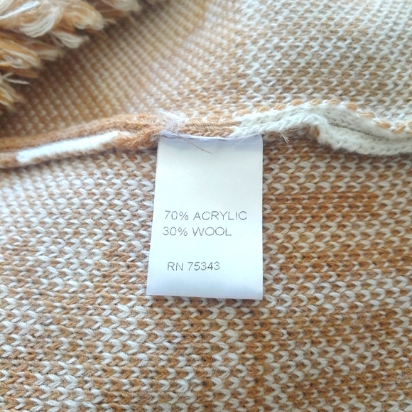 CocoGio Made in Italy Aztec Fringed Wool Blend Cardigan Sweater - Picture 4 of 4